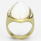 VL082 - Brass Ring IP Gold(Ion Plating) Women Synthetic White