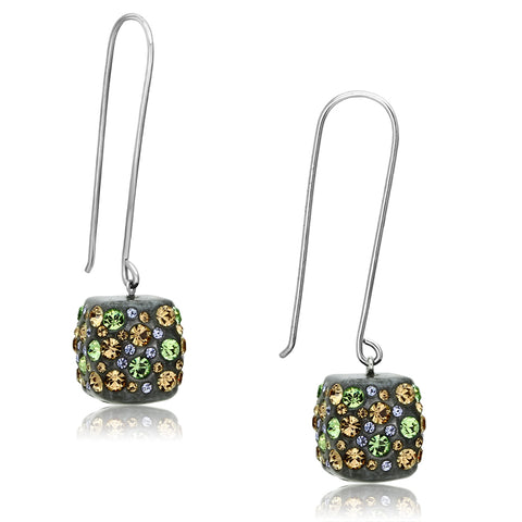 VL090 - Stainless Steel Earrings High polished (no plating) Women Top Grade Crystal Multi Color