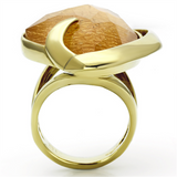 VL098 - Stainless Steel Ring IP Gold(Ion Plating) Women Synthetic Orange
