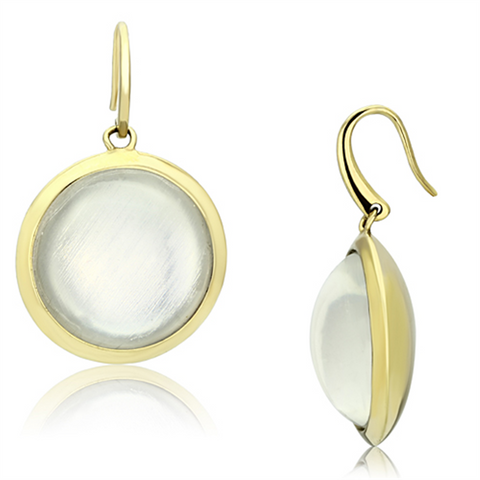 VL102 - Brass Earrings IP Gold(Ion Plating) Women Synthetic Clear