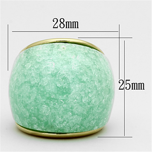 VL110 - Stainless Steel Ring IP Gold(Ion Plating) Women Synthetic Emerald