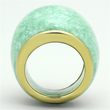 VL110 - Stainless Steel Ring IP Gold(Ion Plating) Women Synthetic Emerald