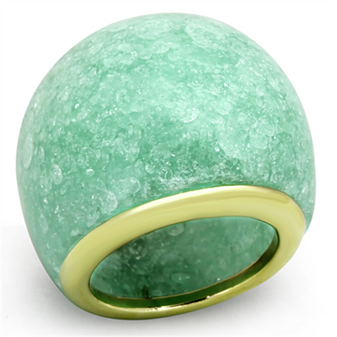 VL110 - Stainless Steel Ring IP Gold(Ion Plating) Women Synthetic Emerald