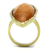 VL120 - Stainless Steel Ring IP Gold(Ion Plating) Women Synthetic Orange