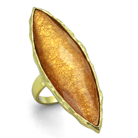 VL120 - Stainless Steel Ring IP Gold(Ion Plating) Women Synthetic Orange