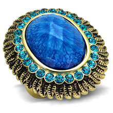 VL121 - Stainless Steel Ring IP Gold(Ion Plating) Women Synthetic Sea Blue