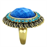 VL121 - Stainless Steel Ring IP Gold(Ion Plating) Women Synthetic Sea Blue