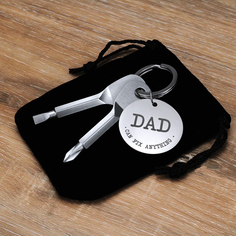Dad Can Fix Anything Screwdriver key chain set