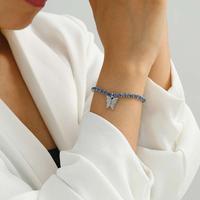Simple Rhinestone Chain Butterfly Pendant Bracelet