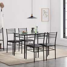 5 Pcs Dining Set Glass Table and 4 Chairs by Carmino