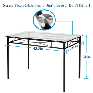 5 Pcs Dining Set Glass Table and 4 Chairs by Carmino