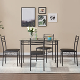 5 Pcs Dining Set Glass Table and 4 Chairs by Carmino