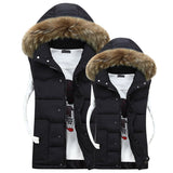 Mn's & Woman's Couple Camouflage Vest Winter Men Fashion Design Big Fur Hooded Male Cotton-Padded Waistcoat Jacket Coat