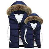 Mn's & Woman's Couple Camouflage Vest Winter Men Fashion Design Big Fur Hooded Male Cotton-Padded Waistcoat Jacket Coat