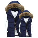 Mn's & Woman's Couple Camouflage Vest Winter Men Fashion Design Big Fur Hooded Male Cotton-Padded Waistcoat Jacket Coat