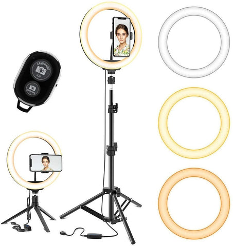 LED TIK Tok Ring Light with Tripod Stand Phone Holder Ringlight Stand for Makeup Tiktok Live Zoom Halo Light