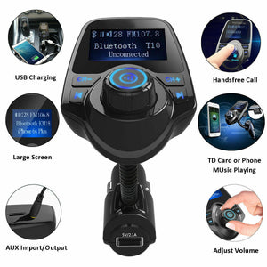 Bluetooth Wireless Car FM Transmitter AUX Stereo Receiver Adapter 2 USB Charger