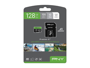 FLASH 128G|PNY PREMIER-X CLS10 U3 V30 MSDXC w/SD ADPTR