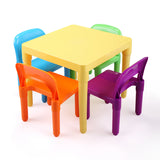 Kid Table and 4 Chairs Set, 5 PCs Kid Furniture with Activity Table and Colorful Chair for School Home Play Room XH