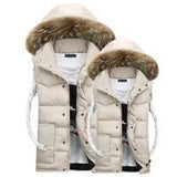 Mn's & Woman's Couple Camouflage Vest Winter Men Fashion Design Big Fur Hooded Male Cotton-Padded Waistcoat Jacket Coat