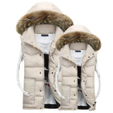 Mn's & Woman's Couple Camouflage Vest Winter Men Fashion Design Big Fur Hooded Male Cotton-Padded Waistcoat Jacket Coat