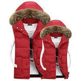 Mn's & Woman's Couple Camouflage Vest Winter Men Fashion Design Big Fur Hooded Male Cotton-Padded Waistcoat Jacket Coat