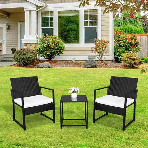 Pieces Patio Set Outdoor Wicker Patio Furniture Sets Modern Bistro Set Rattan Chair Conversation Sets with Coffee Table for Yard and Bistro YJ