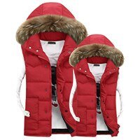 Mn's & Woman's Couple Camouflage Vest Winter Men Fashion Design Big Fur Hooded Male Cotton-Padded Waistcoat Jacket Coat