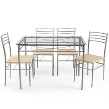 5 Pcs Dining Set Glass Table and 4 Chairs by Carmino