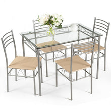 5 Pcs Dining Set Glass Table and 4 Chairs by Carmino