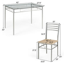 5 Pcs Dining Set Glass Table and 4 Chairs by Carmino