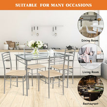 5 Pcs Dining Set Glass Table and 4 Chairs by Carmino