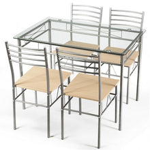 5 Pcs Dining Set Glass Table and 4 Chairs by Carmino