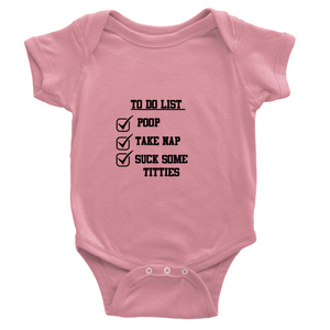 Classic Baby Short Sleeve To-do Onesies Black Lettering