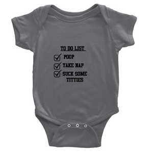 Classic Baby Short Sleeve To-do Onesies Black Lettering