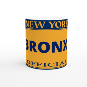 New York Plate White 11oz Ceramic Mug-Bronx