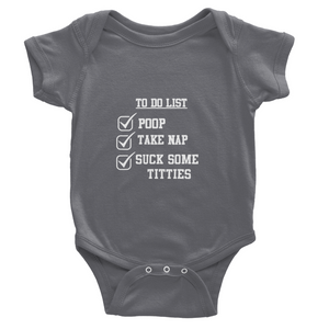 Classic Baby Short Sleeve  To-do Onesies White Lettering