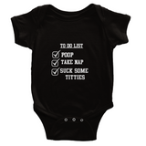 Classic Baby Short Sleeve  To-do Onesies White Lettering