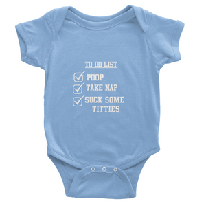 Classic Baby Short Sleeve  To-do Onesies White Lettering