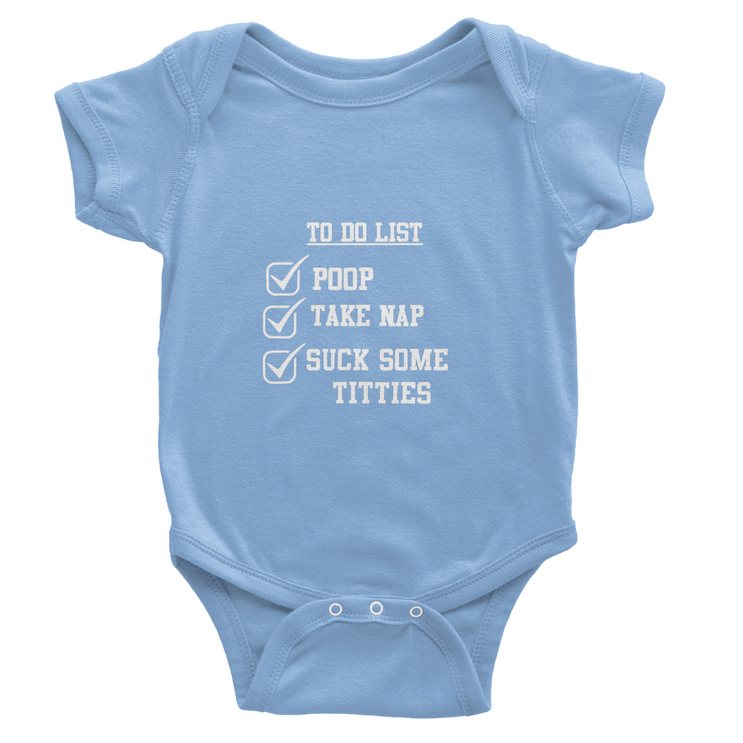 Classic Baby Short Sleeve  To-do Onesies White Lettering