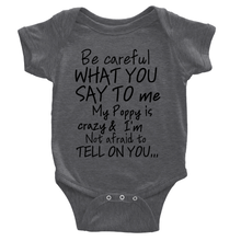 Classic Baby Short Sleeve Poppy Onesies- black Lettering