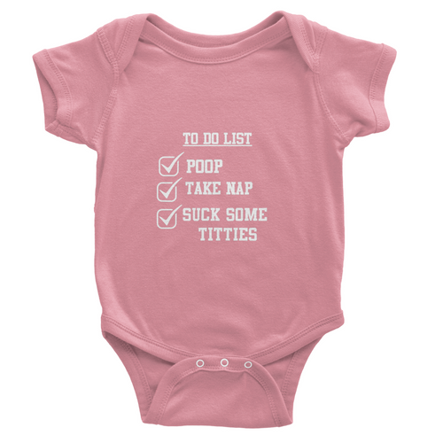 Classic Baby Short Sleeve  To-do Onesies White Lettering