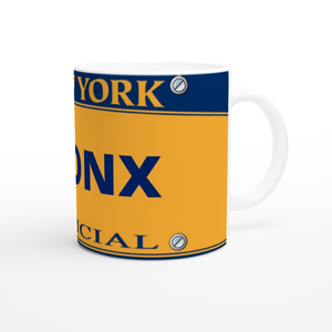 New York Plate White 11oz Ceramic Mug-Bronx