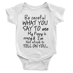 Classic Baby Short Sleeve Poppy Onesies- black Lettering