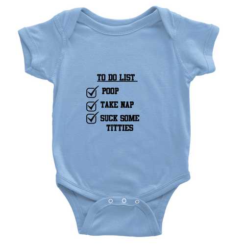 Classic Baby Short Sleeve To-do Onesies Black Lettering