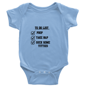 Classic Baby Short Sleeve To-do Onesies Black Lettering