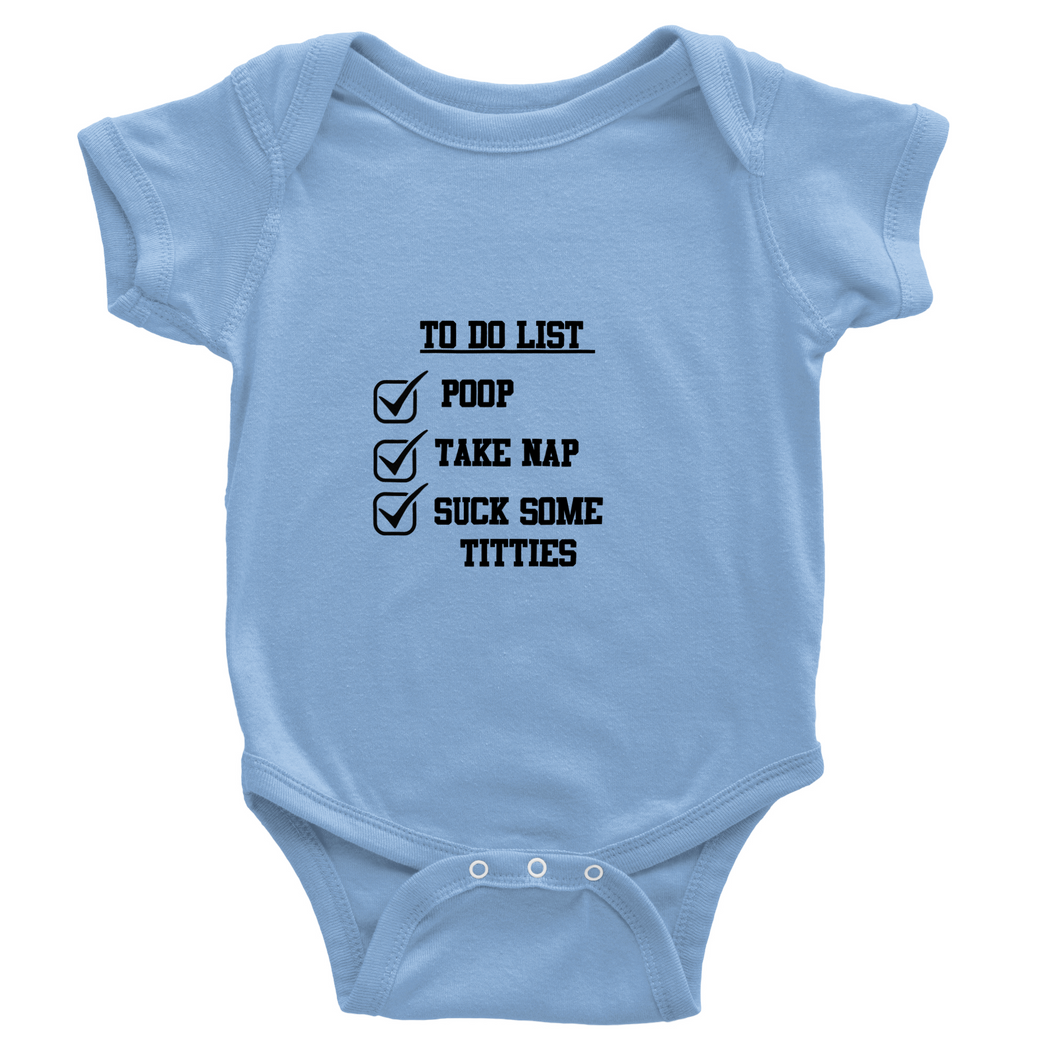 Classic Baby Short Sleeve To-do Onesies Black Lettering