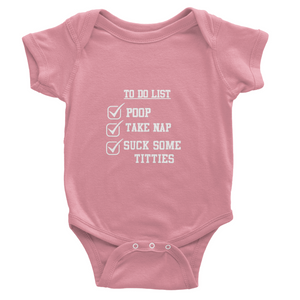 Classic Baby Short Sleeve  To-do Onesies White Lettering
