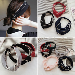 Women's Satin elastic cross headband