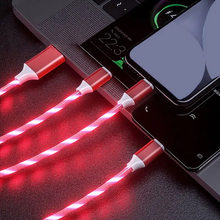 3 In1 LED Flowing LED  Lighted Phone Cord x 3 FT.